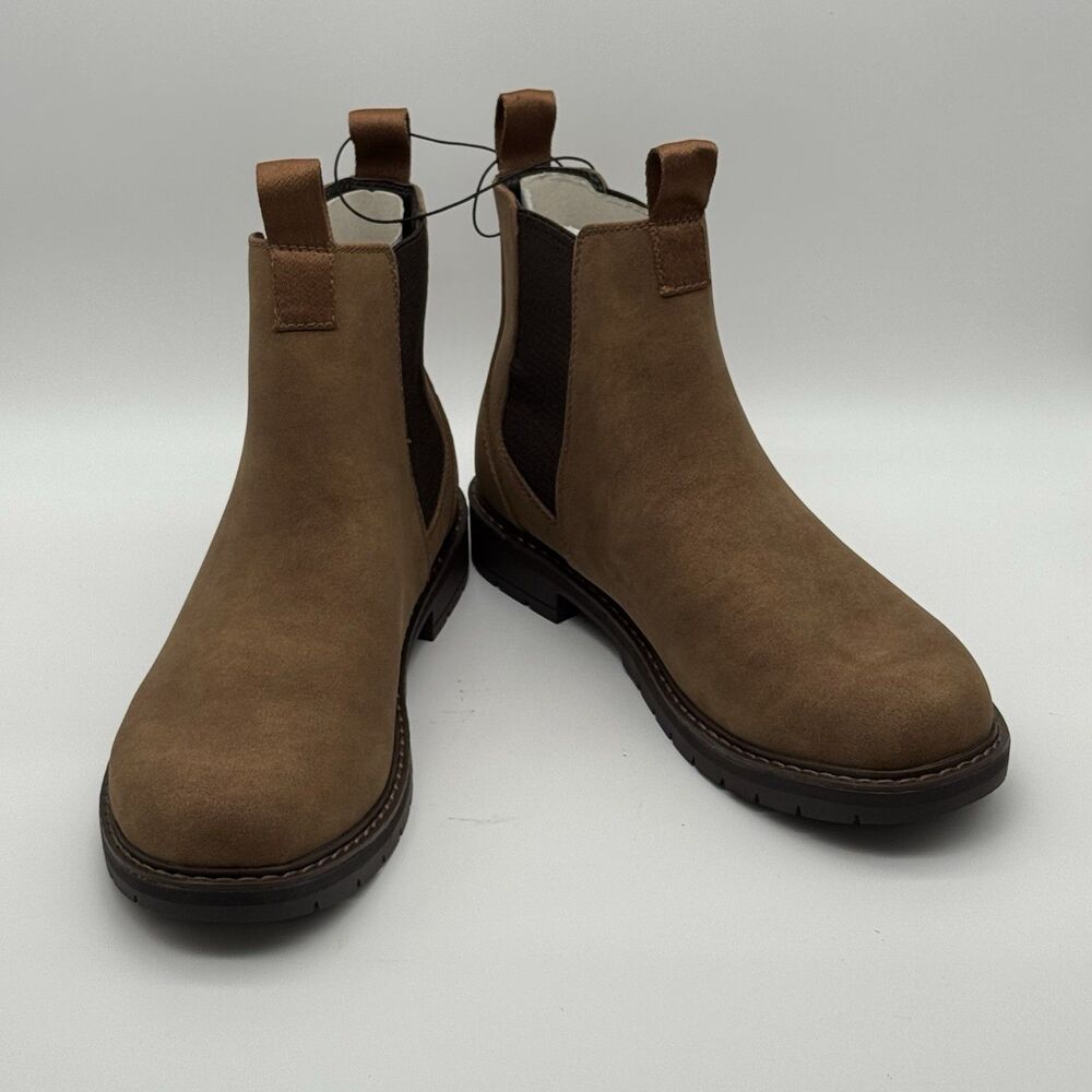 Portland Men’s Brown Chelsea Ankle Boots US 10 W Round Toe Slip-On Pull Tab